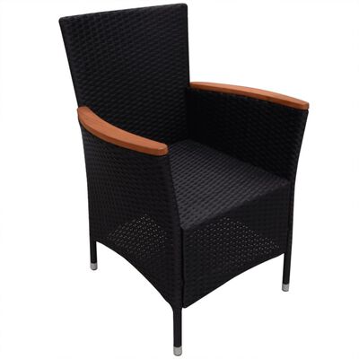 vidaXL Patio Chairs 2 pcs with Cushions Poly Rattan Black