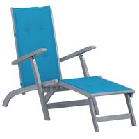 vidaXL Patio Deck Chair with Footrest and Cushion Solid Wood Acacia