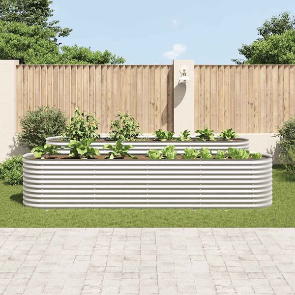 vidaXL Garden Raised Bed Silver Galvanized Steel Large Tough