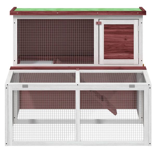 vidaXL Rabbit Hutch Mocha, White, Green Solid Pine Wood, Plywood