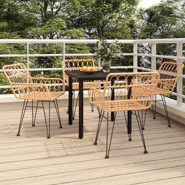 vidaXL Garden Dining Set Black Poly Rattan Standard Durable