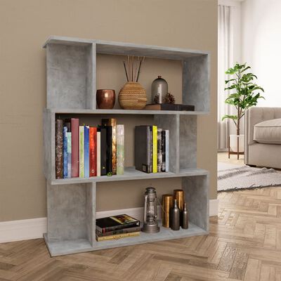 vidaXL Book Cabinet/Room Divider Concrete Gray 31.5"x9.4"x37.8" Engineered Wood