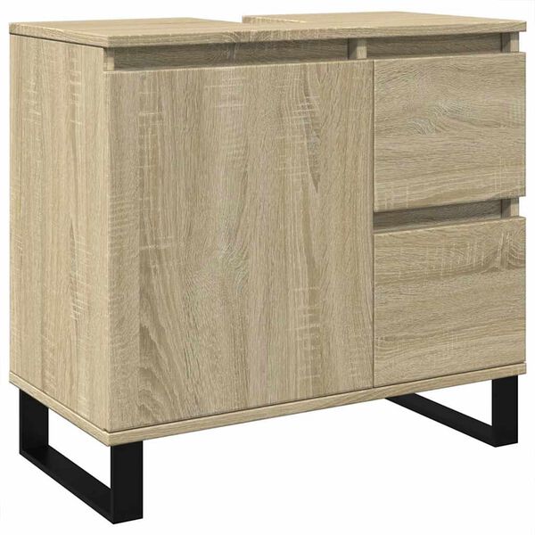 vidaXL Bathroom Cabinet Sonoma oak Engineered wood, Iron Medium