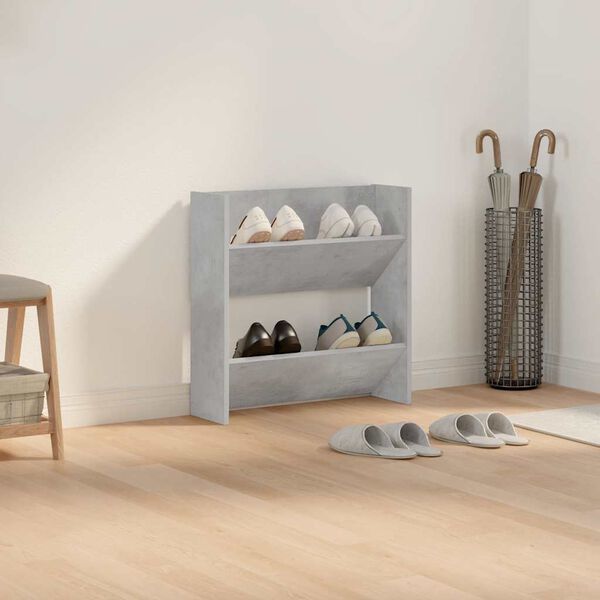 vidaXL Wall Shoe Cabinet Concrete Gray 23.6"x7.1"x23.6" Engineered Wood