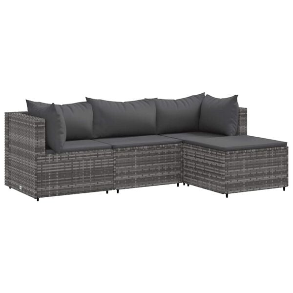 vidaXL Patio Lounge Set Set of 4 Grey