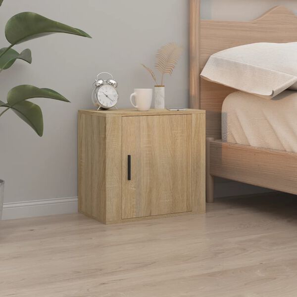 vidaXL Wall-mounted Bedside Cabinet Sonoma oak Engineered wood Medium