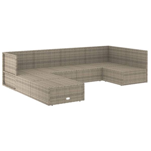 vidaXL Garden Lounge Set Grey PE rattan Modular setup