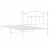 vidaXL Bed Frame White Powder-Coated Steel Twin Bed Frame Rectangular