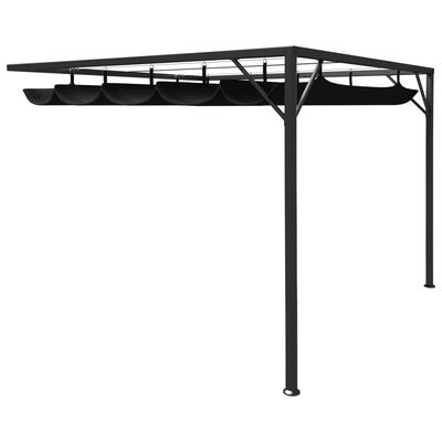 vidaXL Garden Wall Gazebo with Retractable Roof Canopy 118.1"x118.1" Anthracite