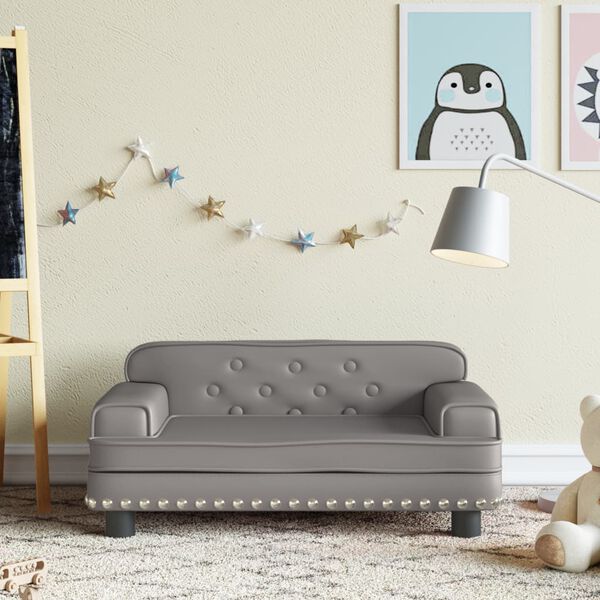 vidaXL Kids Sofa Grey Faux Leather Mini Attractive Design Kids Sofa