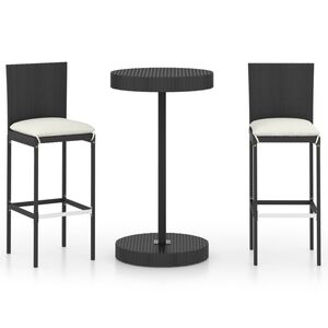 vidaXL Garden Bar Set Black PE rattan Medium Footrest Garden Bar Set