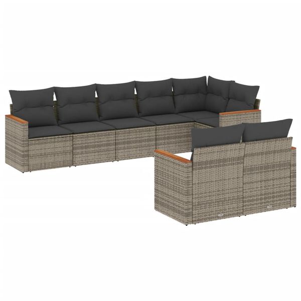 vidaXL Garden Sofa Set Gray PE Rattan Large Modular Garden Sofa Set