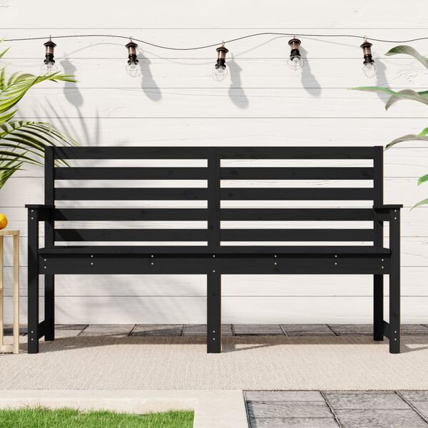 vidaXL Garden Bench Black Solid pine wood Standard Durable