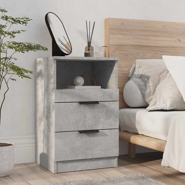 vidaXL Bedside Cabinet Concrete Grey Engineered Wood Medium