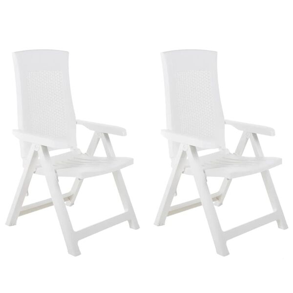 vidaXL Garden Chair Set of 2 White Plastic Standard