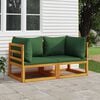 vidaXL Corner Sofa Green cushions Solid acacia wood and polyester Standard