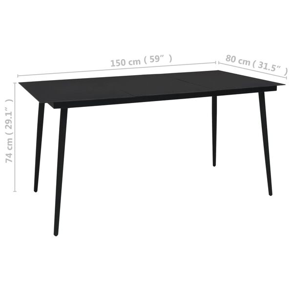 vidaXL Dining Table Black Glass 59 x 31.5 in Durable Dining Table