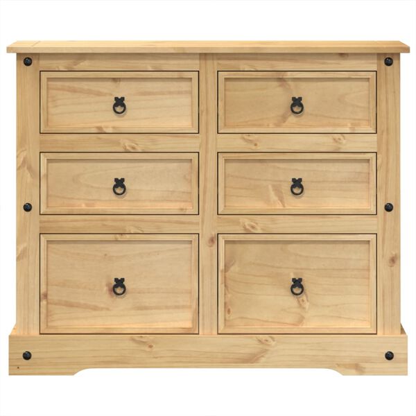 vidaXL Chest Of Drawers Honey Solid pine wood, engineered wood, metal
