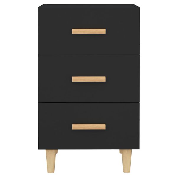 vidaXL Nightstand Black Engineered Wood Medium Nightstand Rectangular
