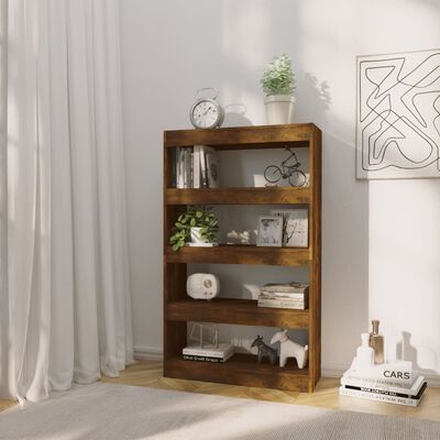 vidaXL Book Cabinet/Room Divider Smoked Oak 31.5"x11.8"x53.1" Engineered Wood