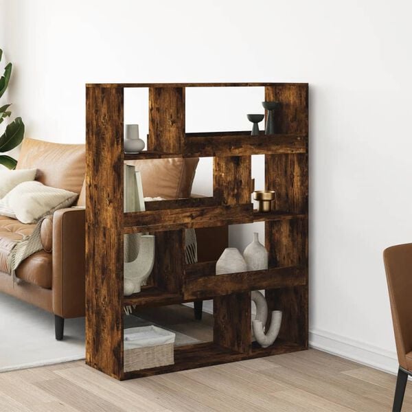 vidaXL Room Divider Smoked Oak Engineered Wood Medium Room Divider