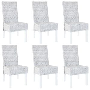vidaXL Dining Chair Set of 6 Light brown with white wash finish