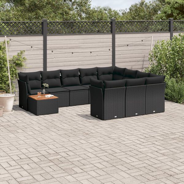 vidaXL Garden Sofa Set Black