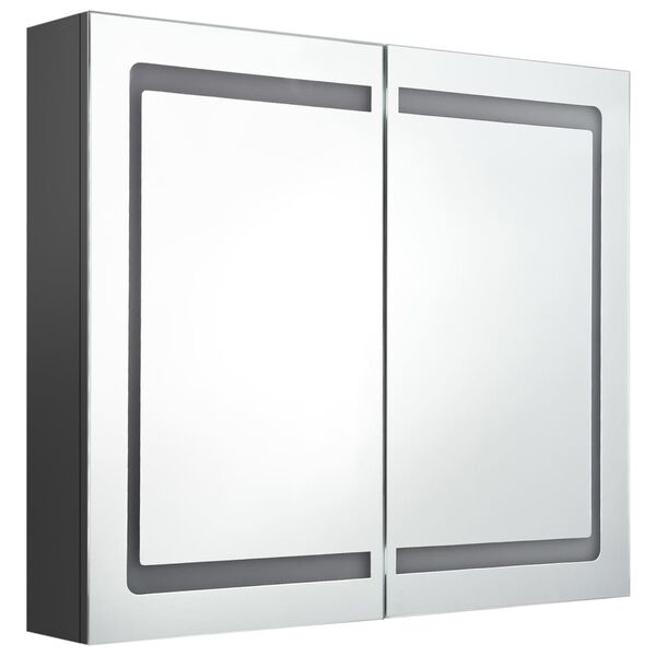 vidaXL Bathroom Cabinet Grey MDF with Melamine Finish, Glass Medium