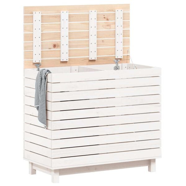 vidaXL Laundry Basket White 34.8"x17.3"x29.9" Solid Wood Pine