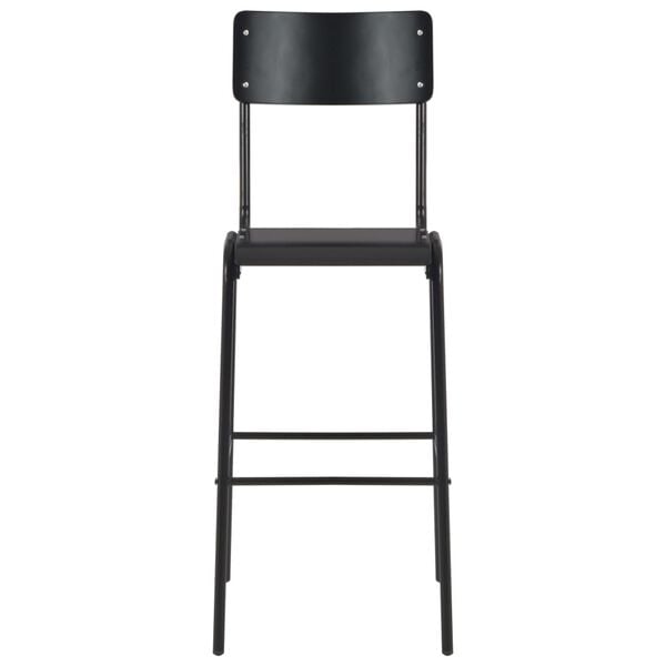 vidaXL Bar Chair Set of 2 Black Solid Plywood, Powder-Coated Steel