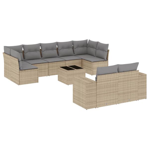 vidaXL Outdoor Sofa Set Beige, Light Grey