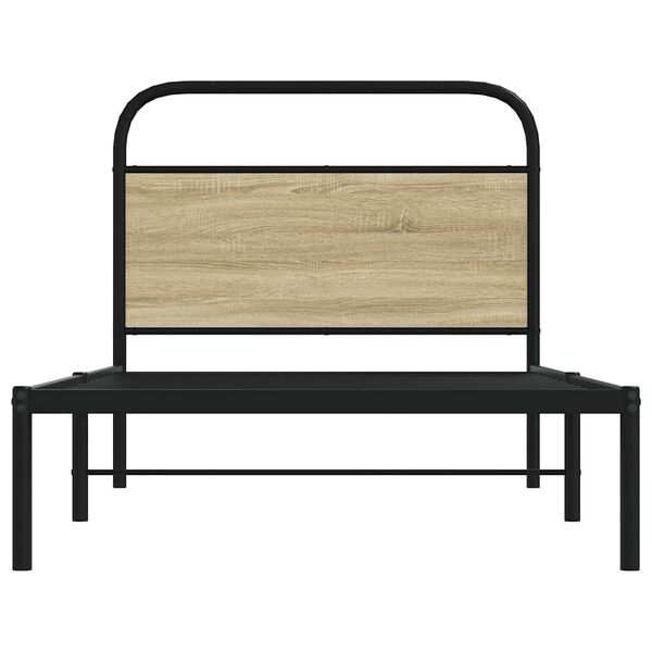 vidaXL Bed Frame Sonoma Oak Steel, engineered wood Twin Bed Frame