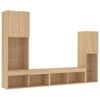 vidaXL TV Wall Unit Sonoma Oak Engineered Wood, Glass Medium