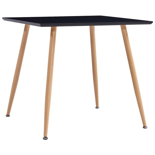 vidaXL Dining Table Black and Oak MDF 31.7 in x 31.7 in x 28.7 in