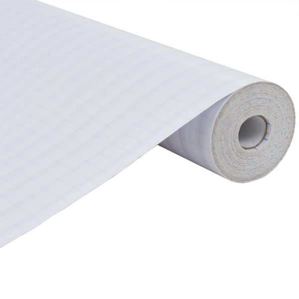 vidaXL Window Film White with frosted stripes PVC 35.4 in x 65.6 ft