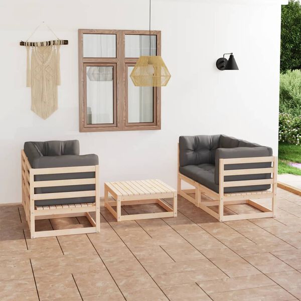 vidaXL Garden Lounge Set Pinewood Solid pinewood Seats Many