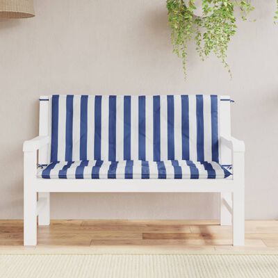 vidaXL Garden Bench Cushions 2pcs Blue&White Stripe 47.2"x19.7"x2.8" Fabric