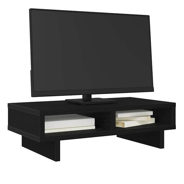 vidaXL Monitor Stand Black Oak 50x27x15 cm Engineered Wood
