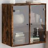 vidaXL Wall Cabinet with Glass Doors Smoked Oak 26.8"x14.6"x27"