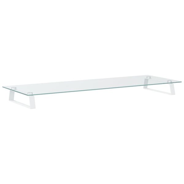 vidaXL Monitor Stand White 39.4"x13.8"x3.1" Tempered Glass and Metal