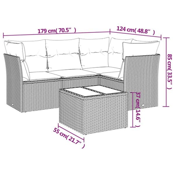 vidaXL Garden Sofa Set Brown and cream white