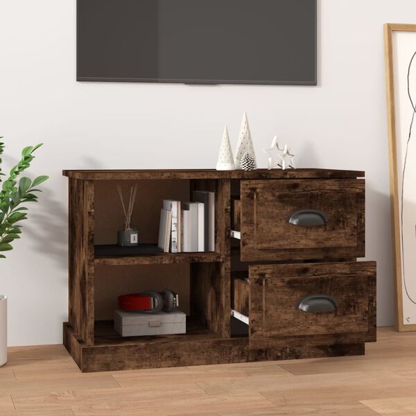 vidaXL TV Cabinet Smoked oak Engineered wood Medium TV Cabinet