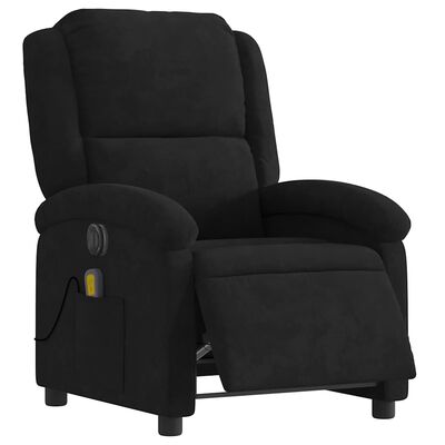 Black recliner chair featuring armrests and built-in storage pocket on the side