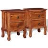 vidaXL Nightstand Set of 2 Brown Solid acacia wood Medium Nightstand