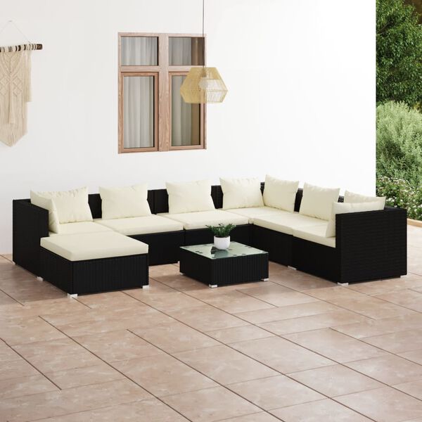 vidaXL Garden Lounge Set Black, Cream