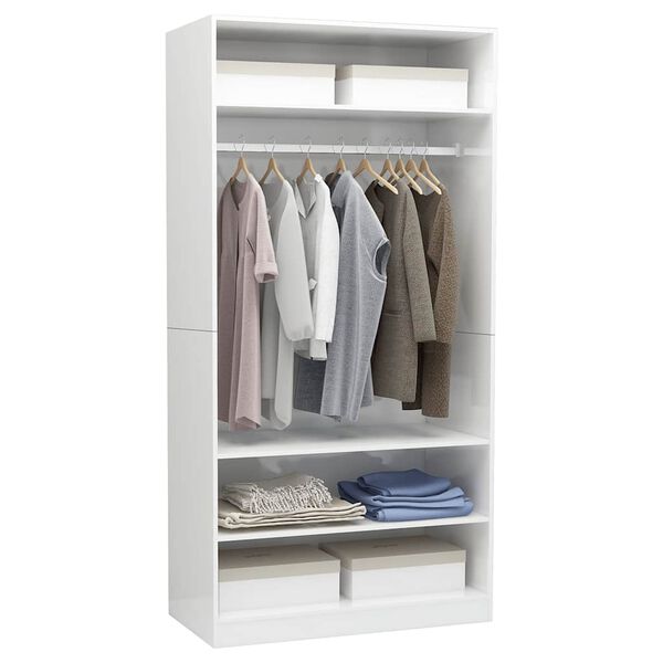 vidaXL Wardrobe High gloss white Engineered wood Compact Wardrobe