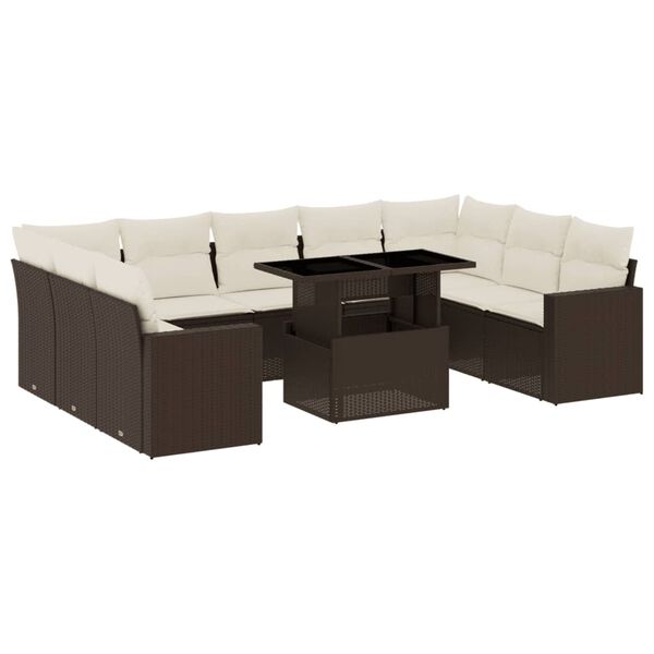vidaXL Garden Sofa Set Brown, Cream White