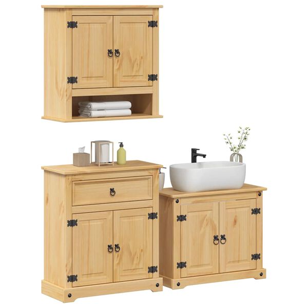 vidaXL Bathroom Furniture Set Honey Solid pine wood L
