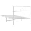 vidaXL Bed Frame White Powder-Coated Steel 35.4x74.8 in Bed Frame