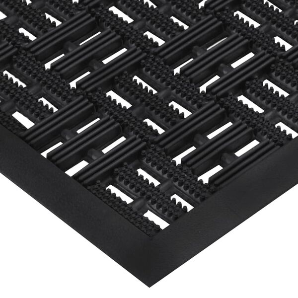 vidaXL Door Mat Black Rubber 17.7x29.5 in Door Mat Rectangular